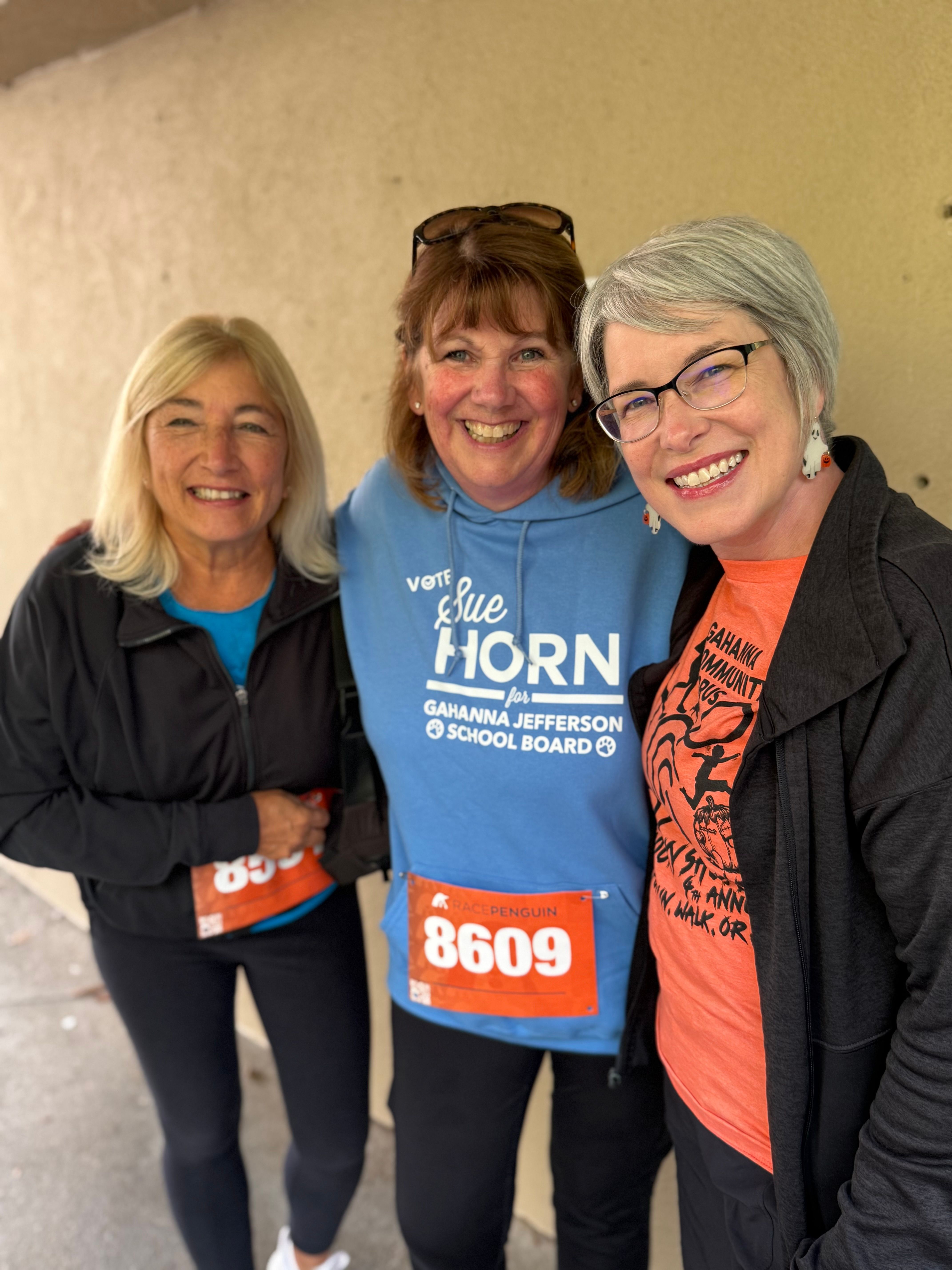 Gahanna Community Chorus Director Kate Cremean with Sue Horn and Daphne Moehring